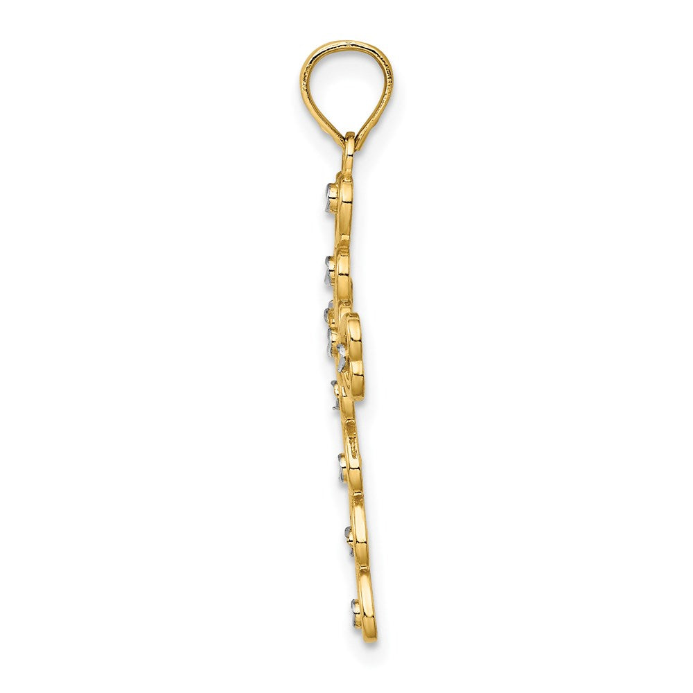 14k w/ Rhodium D/C Heart Cross Charm