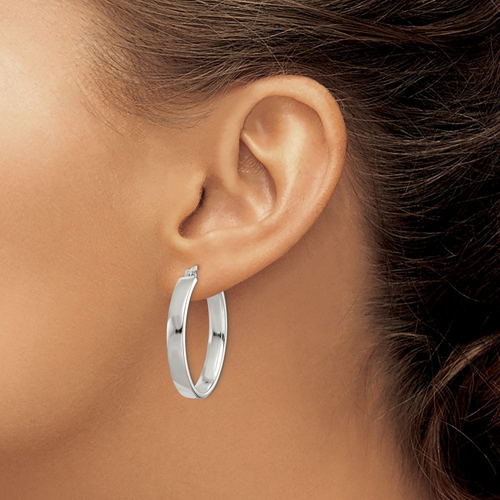 Sterling Silver Polished 4.75mm Oval Hoop Earrings