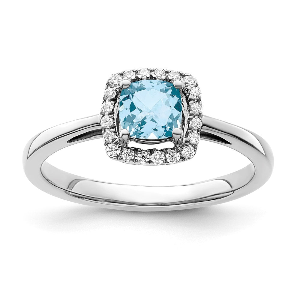 SS ANT Aqua and Diamond Ring