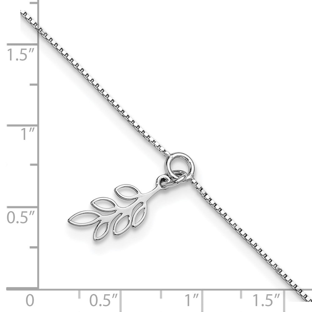 SS RH-plated Polished Dangle Leaf 9in Plus 1in ext. Anklet
