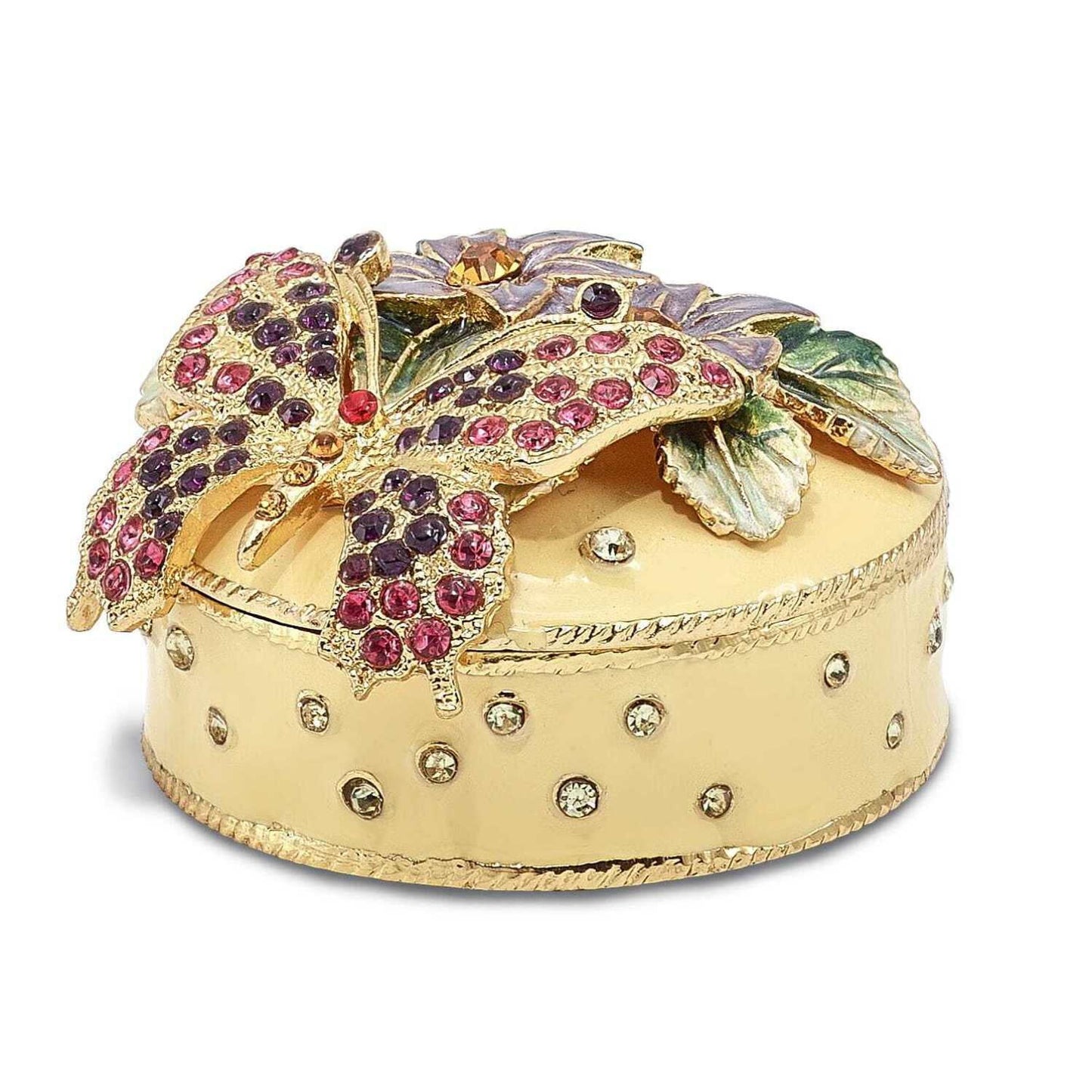 Pewter Flowered Butterfly Trinket Box