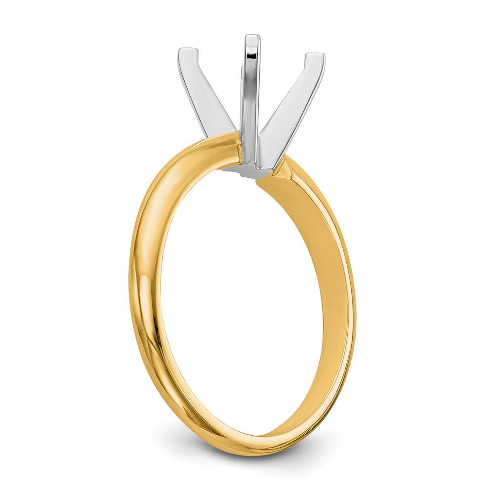 14k Two-Tone 4.1mm Medium-Weight Half-Round 4-Prong Princess Solitaire Ring Mounting