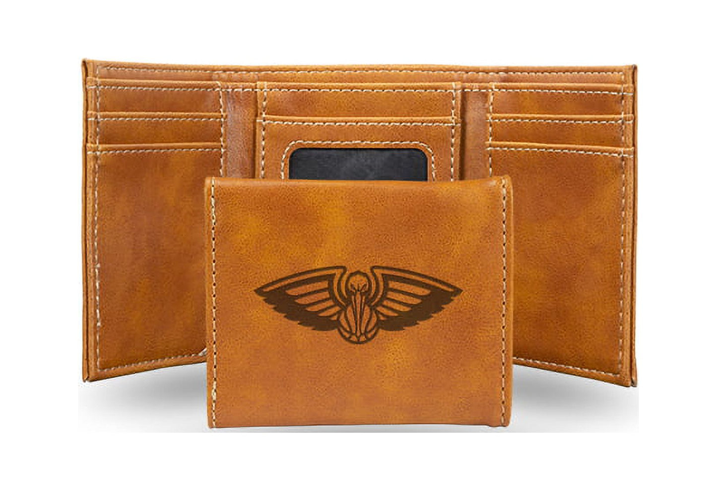 New Orleans Pelicans Brown Laser Engraved Tri-Fold Wallet - Men's Accessory