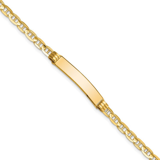 14K Anchor Link ID Bracelet 7  inches