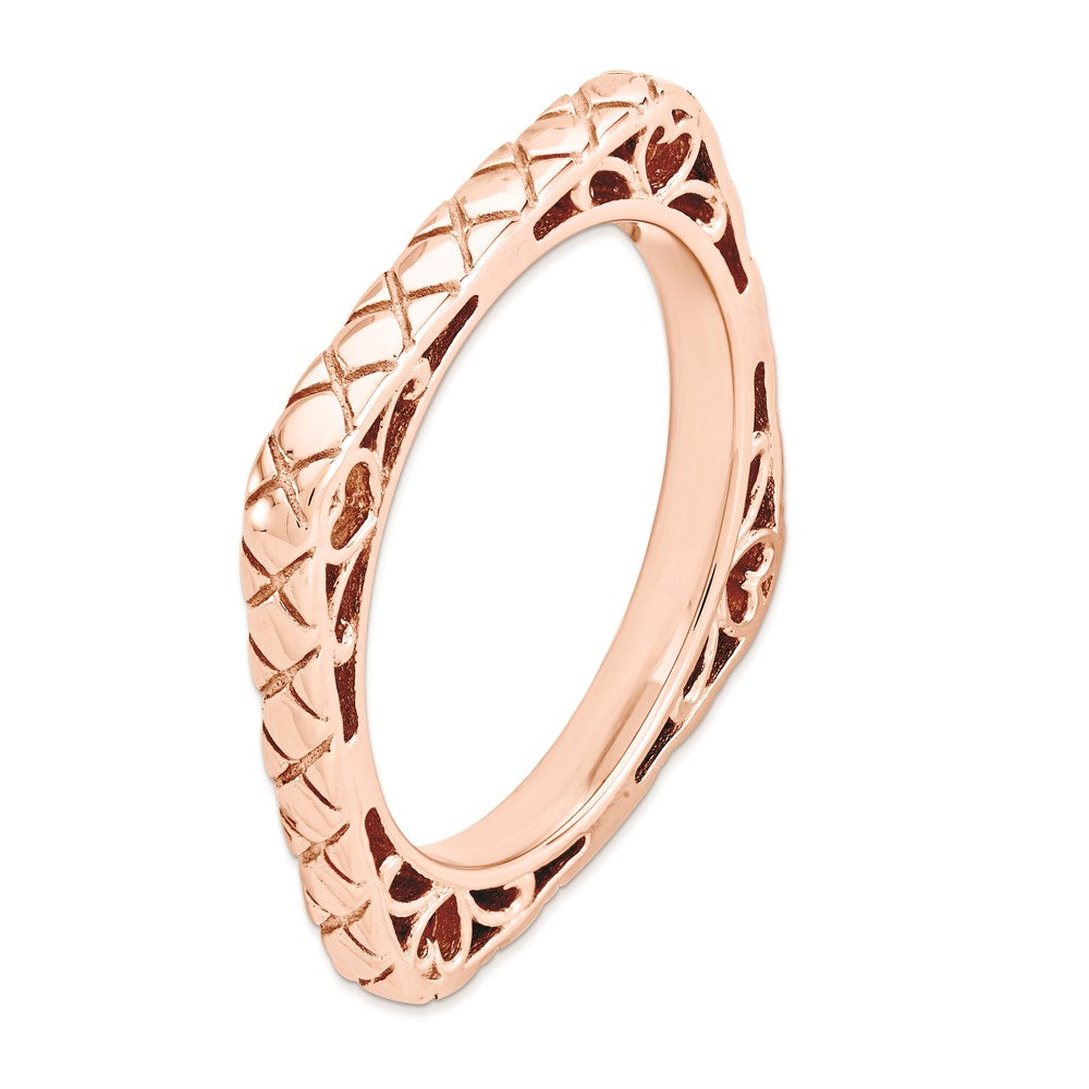 Sterling Silver Stackable Expressions Polished Pink-plate Square Ring