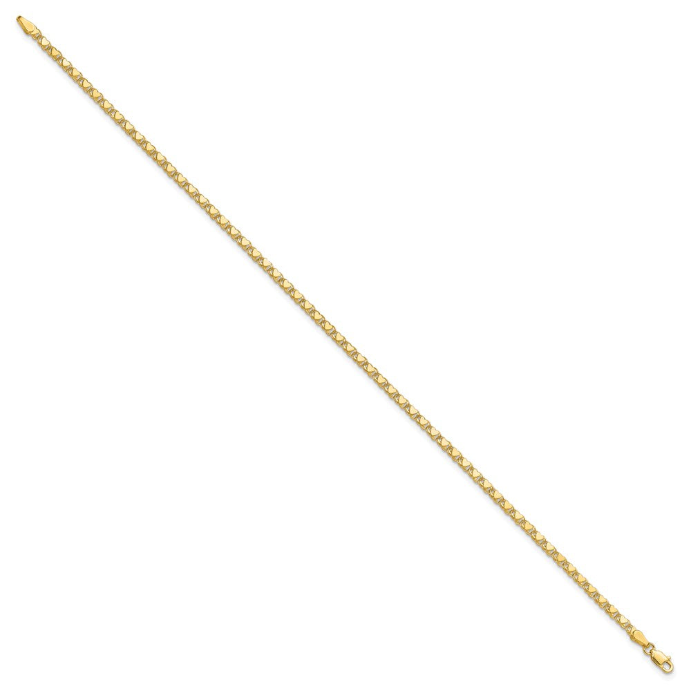10k Polished Double-Sided Heart 10in Anklet