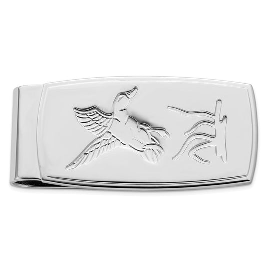Rhodium-plated Kelly Waters Flying Duck Hinged Money Clip QGP3846