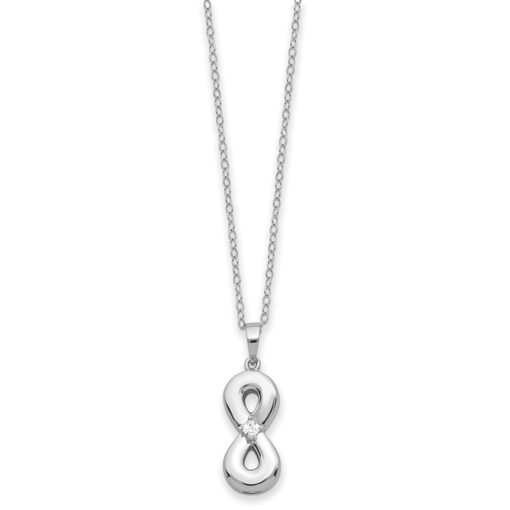 Sentimental Expressions Sterling Silver Rhodium-plated CZ Infinity Ash Holder 18 Inch Necklace 18 Inches