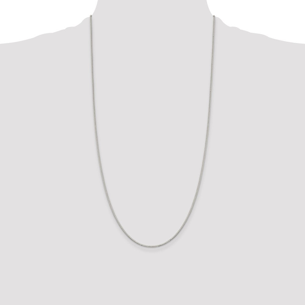 Sterling Silver Rhodium-plated 1.1mm Box Chain 28 Inches