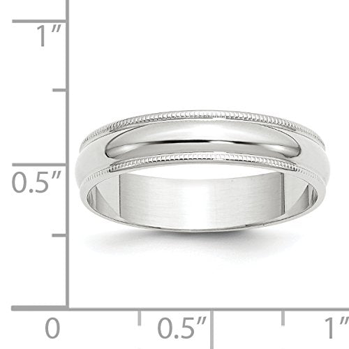 10k White Gold 5mm Lightweight Milgrain Half Round Wedding Band Size 9