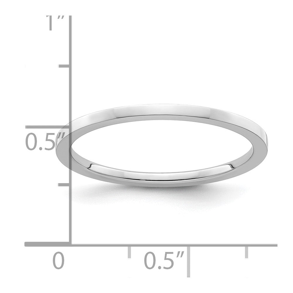 10K White Gold 1.2mm Flat Polished Stackable Band Size 7.5