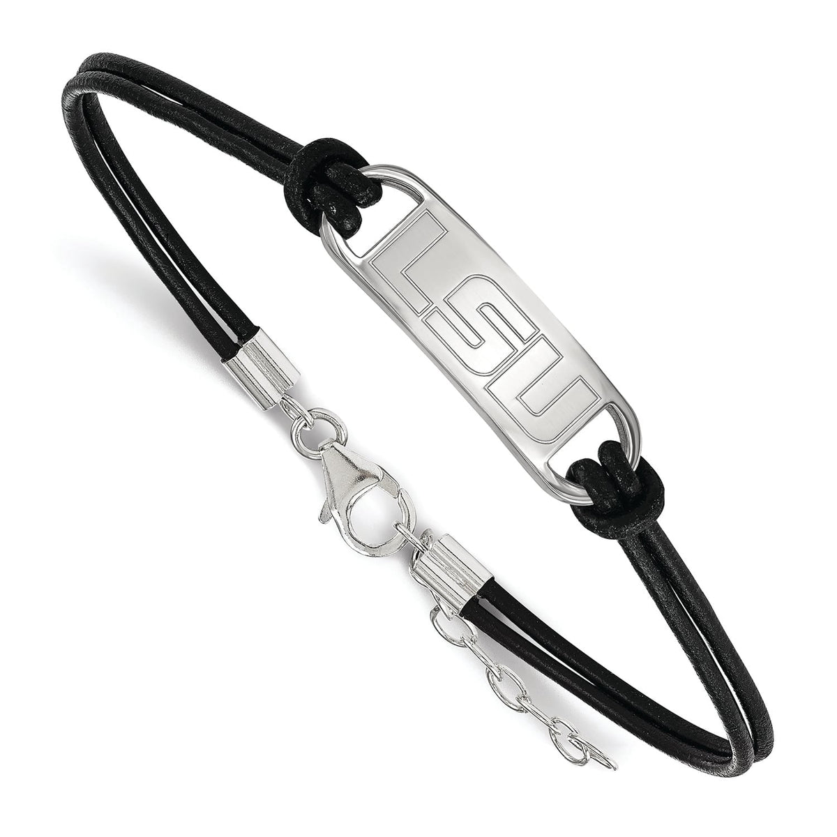 Women's LSU Tigers Sterling Silver Leather Bracelet