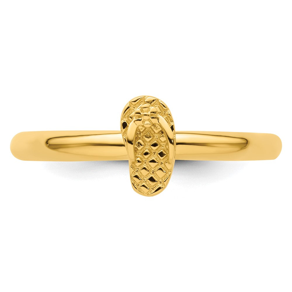 Sterling Silver Stackable Expressions Yellow-plated Flip Flop Ring