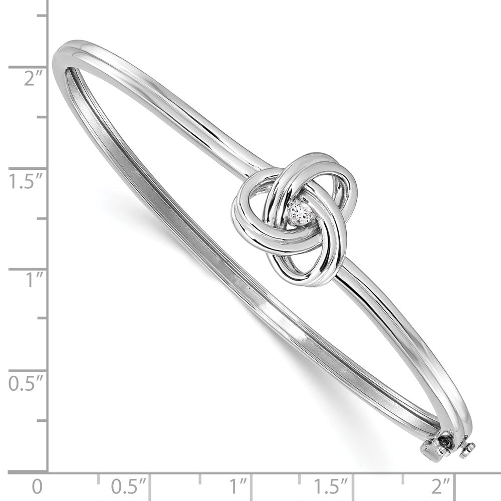 White Ice Sterling Silver Rhodium-plated Diamond Love Knot Hinged Bangle Bracelet 6.75 inches