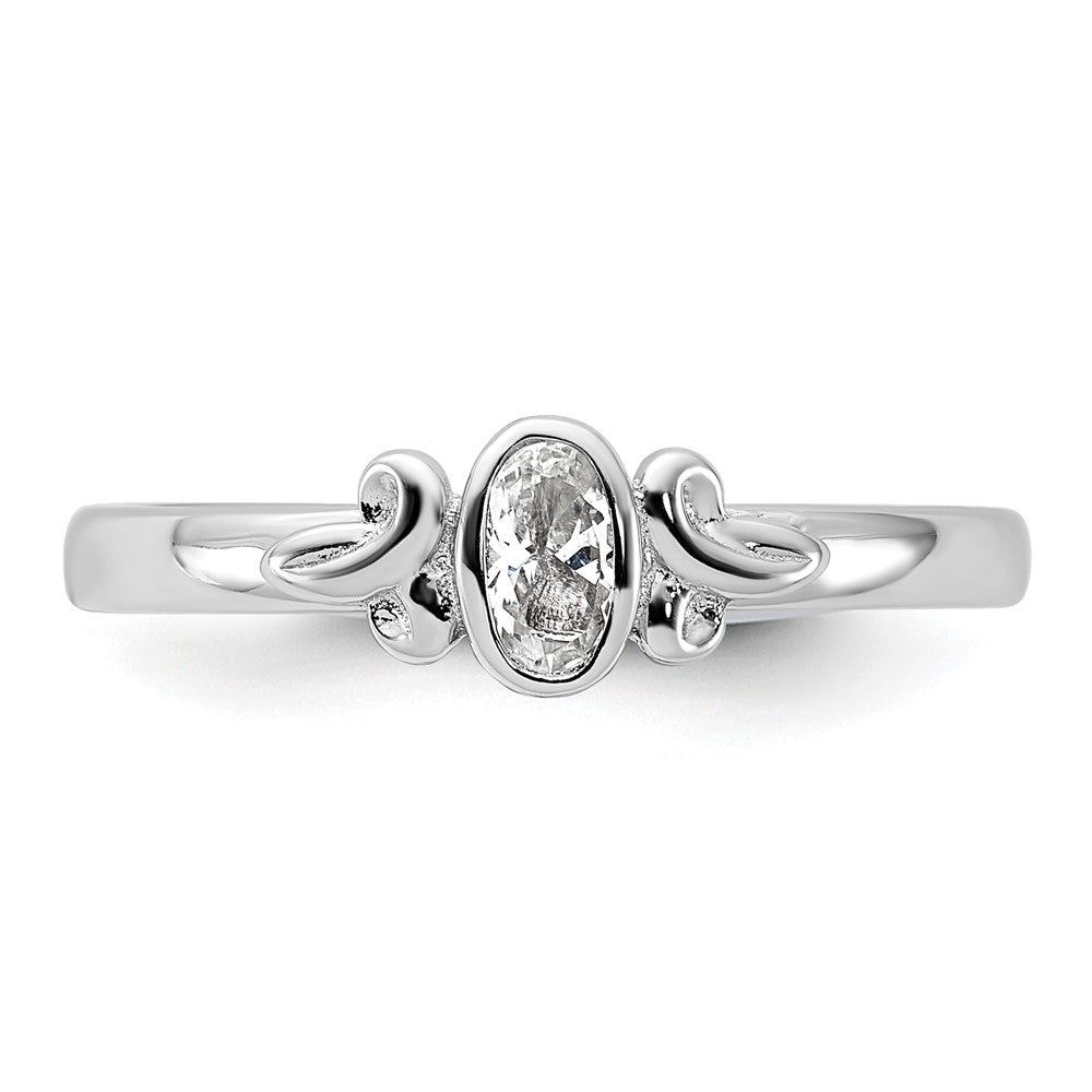Sterling Silver Stackable Expressions Created White Sapphire Ring Size -7