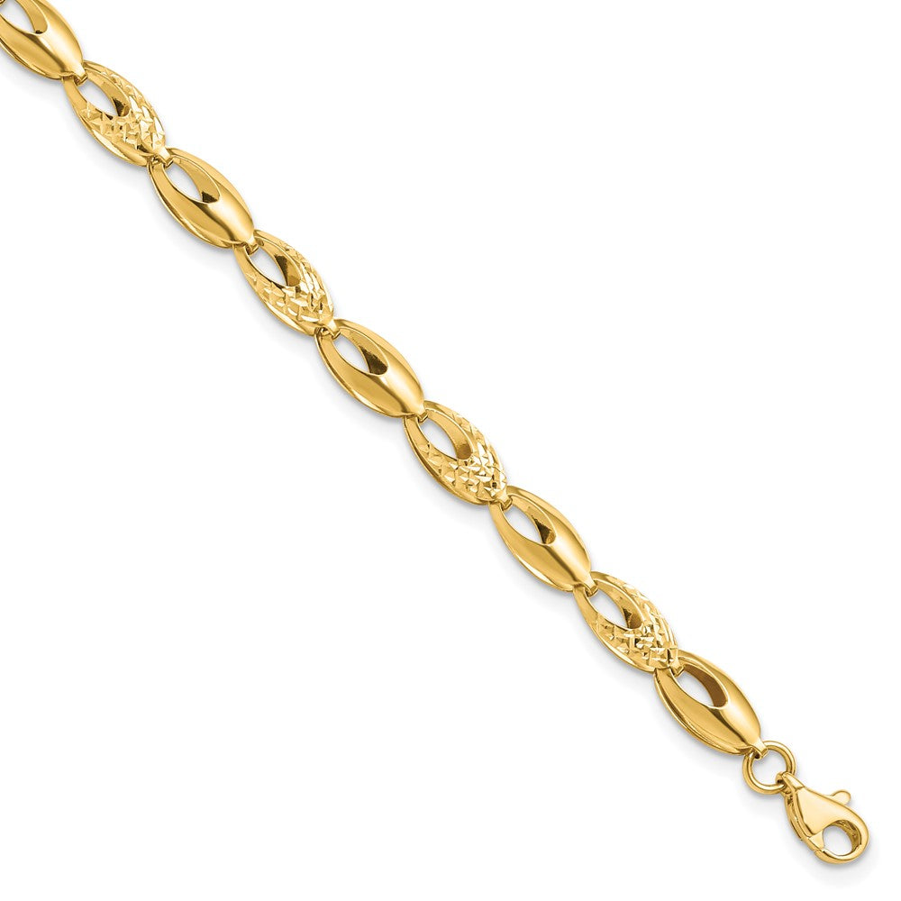 14K Polished and D/C Bracelet 7  inches