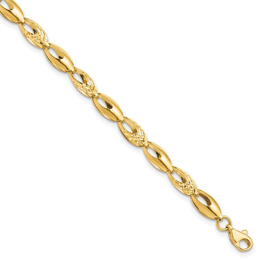 14K Polished and D/C Bracelet 7  inches