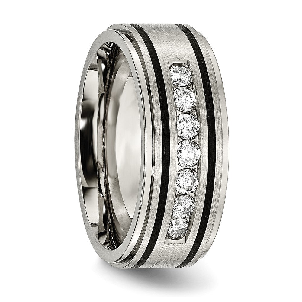Titanium Polished/Brushed Enameled 1/2ct tw. Diamond 9mm Band Size - 9.5