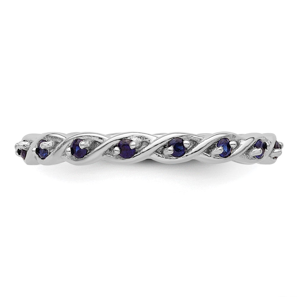 Sterling Silver Stackable Expressions Created Sapphire Ring Size -9