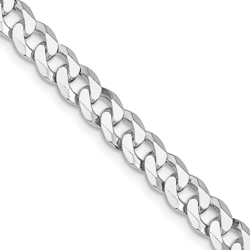 Sterling Silver Rhodium-plated 6mm Beveled Curb Chain 22 Inches