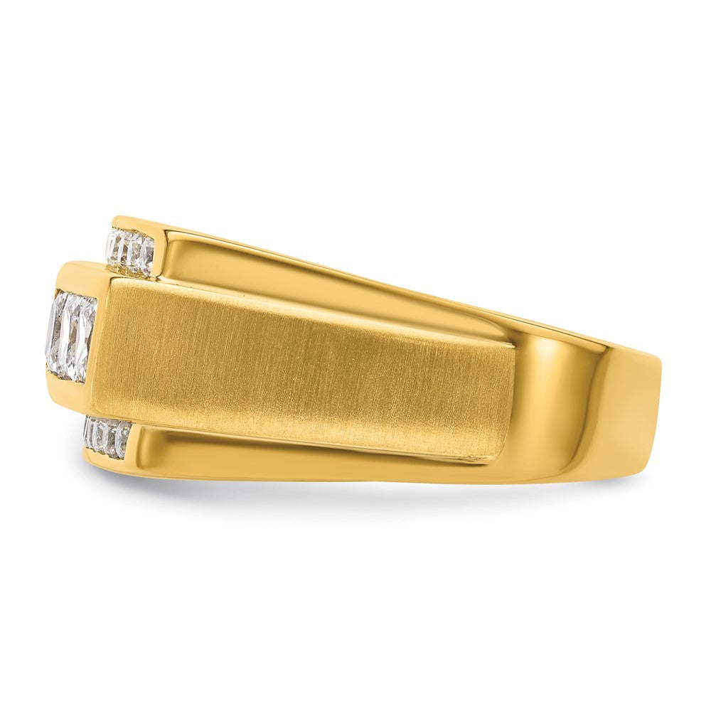 IBGoodman 14k 1 1/8 carat Lab Grown Diamond VS/SI+ G+ Complete Polished and Satin Men's Ring