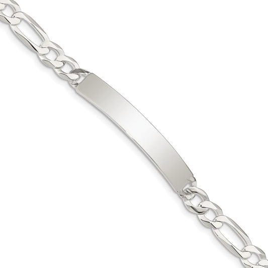 Sterling Silver Figaro Link ID Bracelet 7.5 inches
