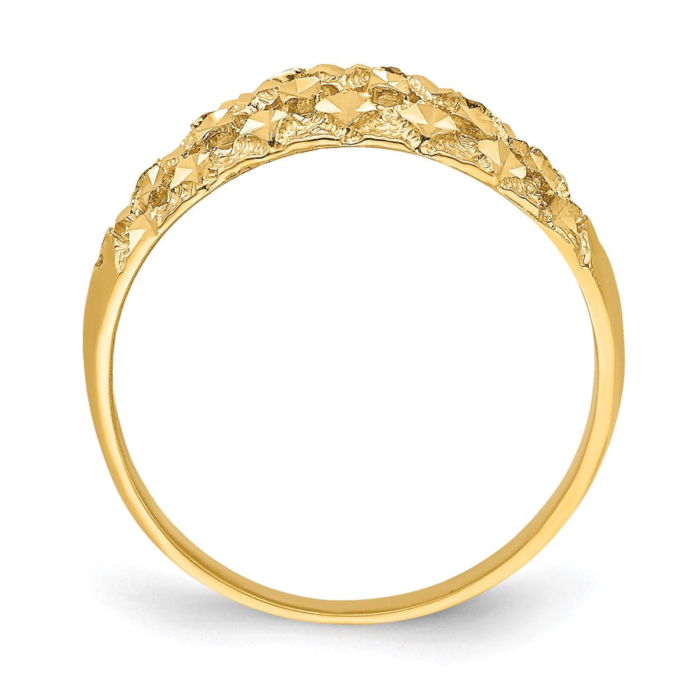 14K Diamond-cut Mini Diamond Pattern Dome Ring Size 7