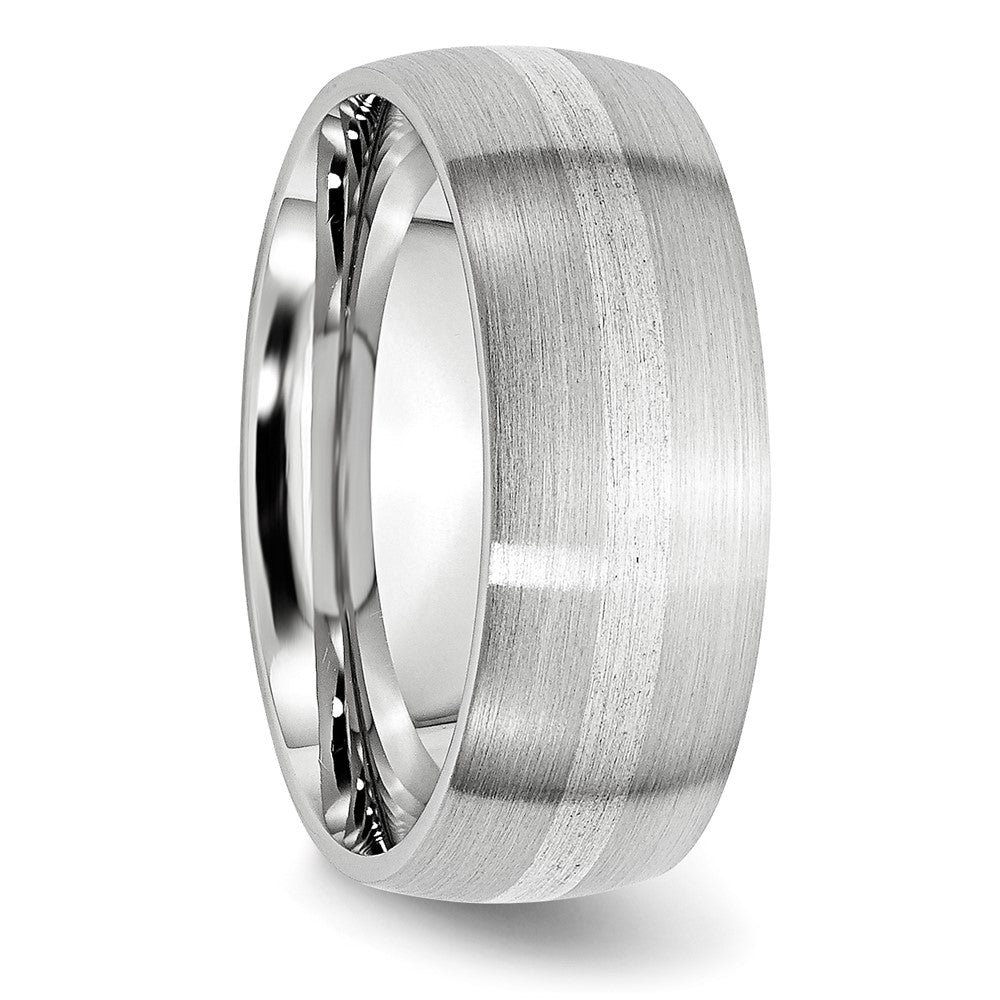 Cobalt Sterling Silver Inlay Satin 8mm Band Size - 8