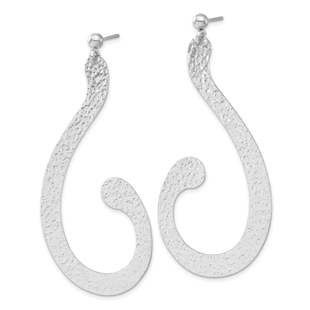 Sterling Silver Polished and Textured Post Dangle Earrings