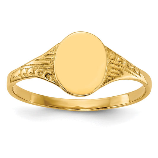 10K Oval Polished Child Signet Ring Size 2.25