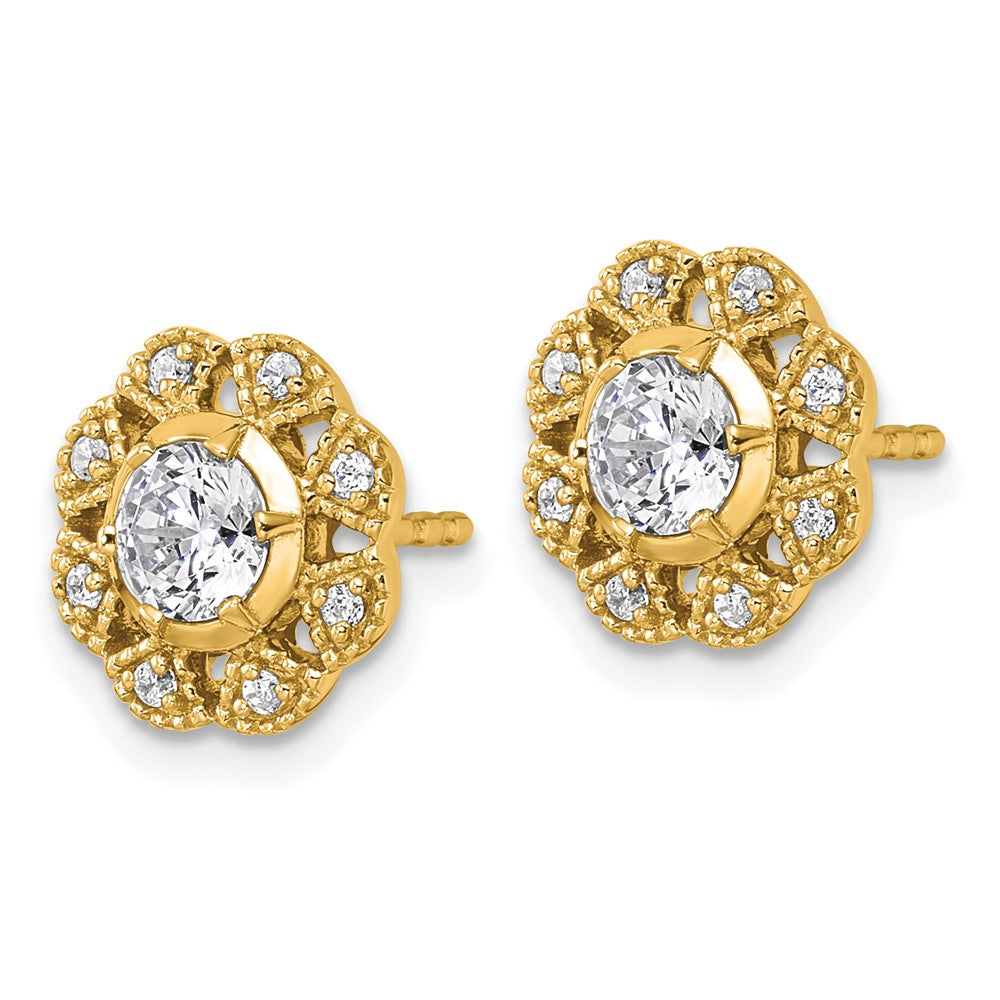 True Origin 14k 3/4 carat Lab Grown Diamond VS DEF Floral Post Earrings