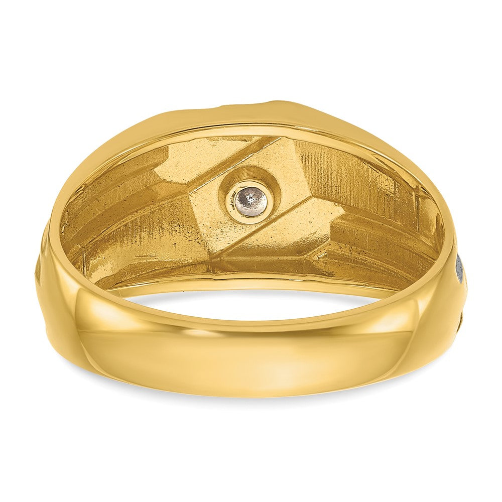 IBGoodman 10k with Black Rhodium Men's Polished and Grooved 1/6 Carat A Quality Diamond Ring
