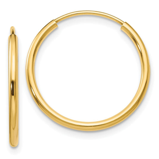 10k 1.2mm Polished Round Endless Hoop Earrings