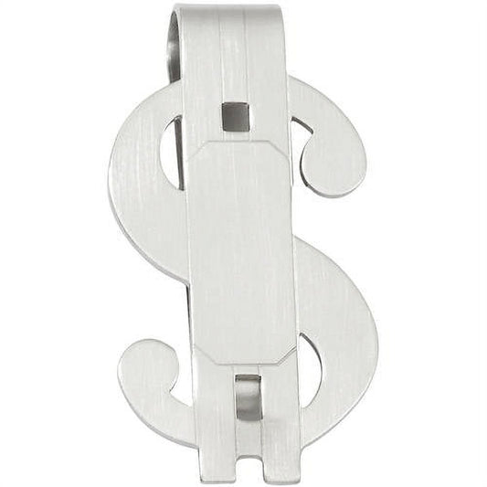 Primal Rhodium-plated Kelly Waters Satin Finish Dollar Sign Money Clip