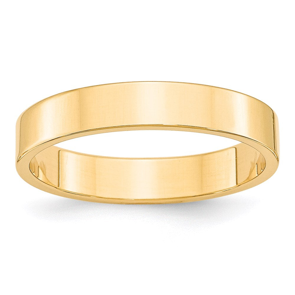 14k Yellow Gold 4mm Lightweight Flat Wedding Band Size 8.5