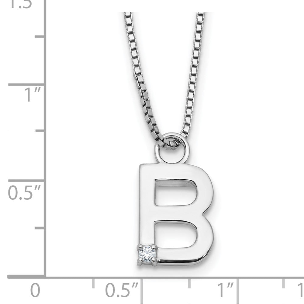 White Ice Sterling Silver Rhodium-plated 18inch Diamond Letter B Initial Necklace plus 2 inch Extender 18 Inches