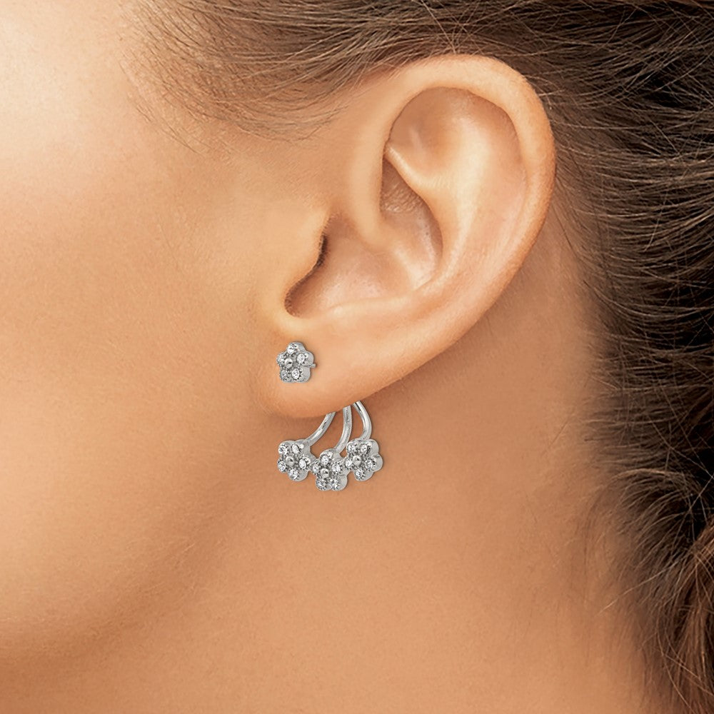 Stainless Steel Polished w/Preciosa Crystal Post w/Jacket Earrings