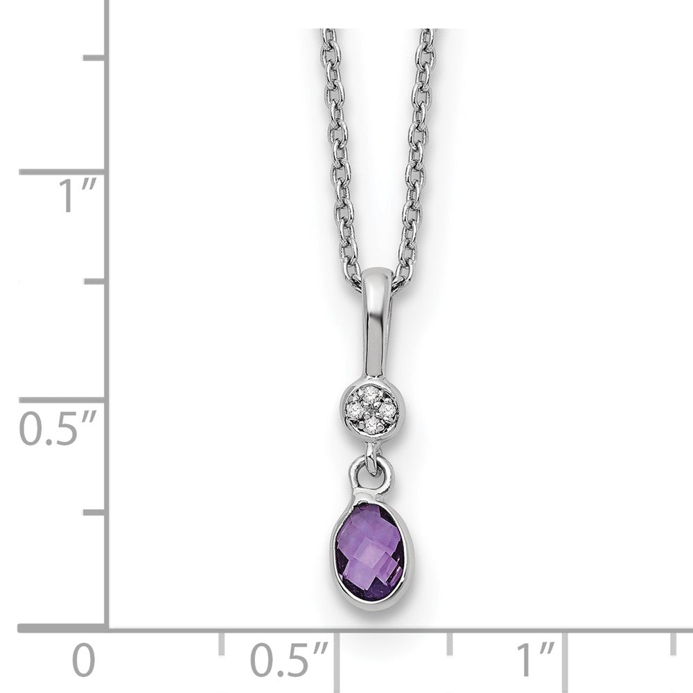 White Ice Sterling Silver Rhodium-plated 18 Inch Amethyst and Diamond Necklace with 2 Inch Extender 18 Inches