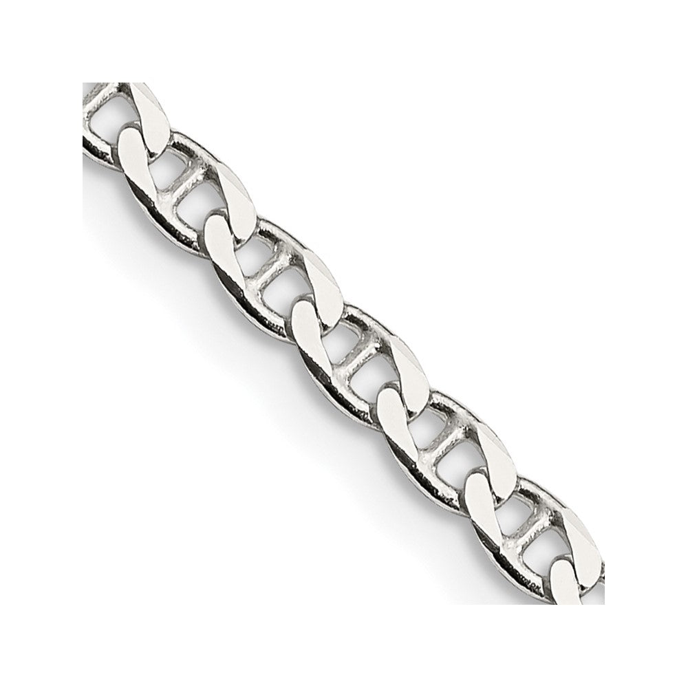 Sterling Silver 3.15mm D/C Flat Anchor Curb Chain 24 Inches