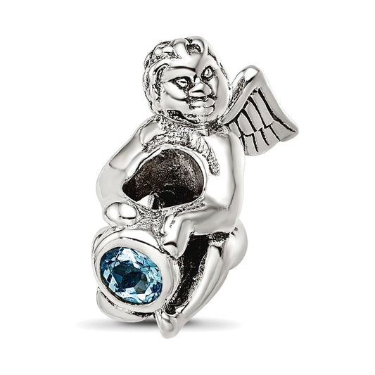 Sterling Silver Reflections March CZ Antiqued Bead