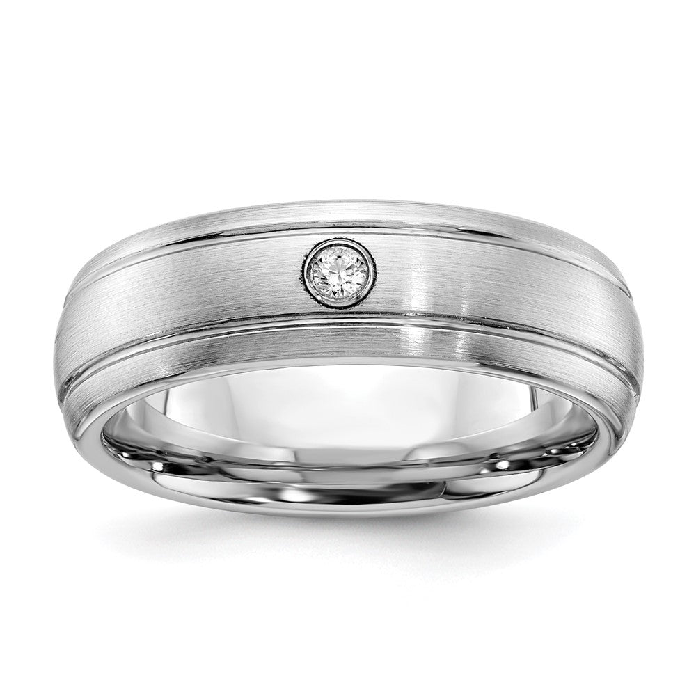Cobalt Polished, Brushed & Grooved Diamond 8mm Men's Band