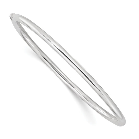 Sterling Silver Polished 3mm Hinged Round Bangle 7.5 inches