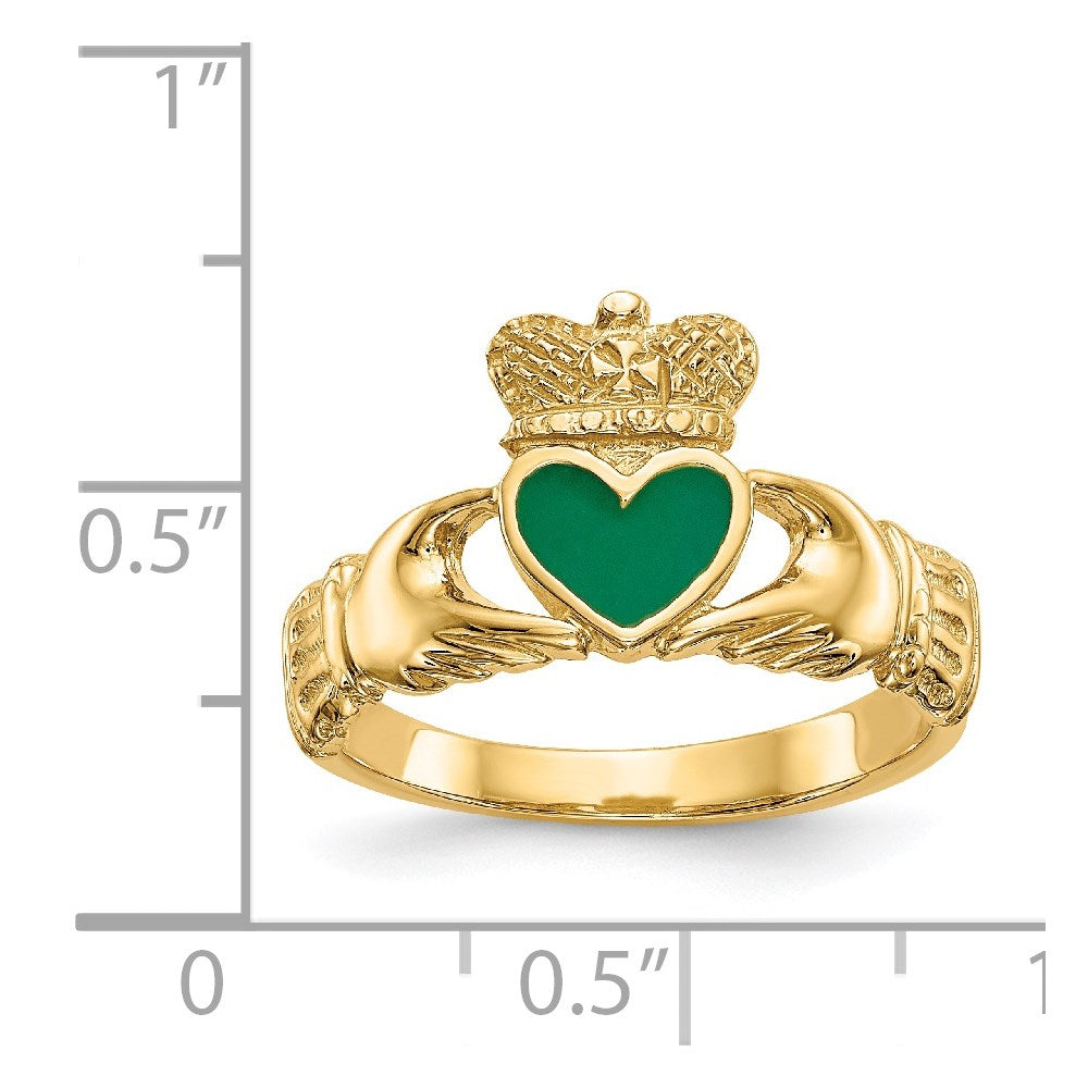 14k Enamel Claddagh Ring Size 7