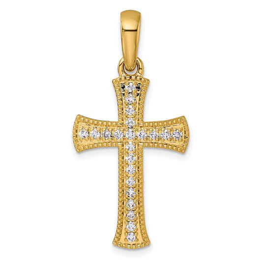 14k Yellow Gold 3/8 CT Diamond Francy Cross Pendant