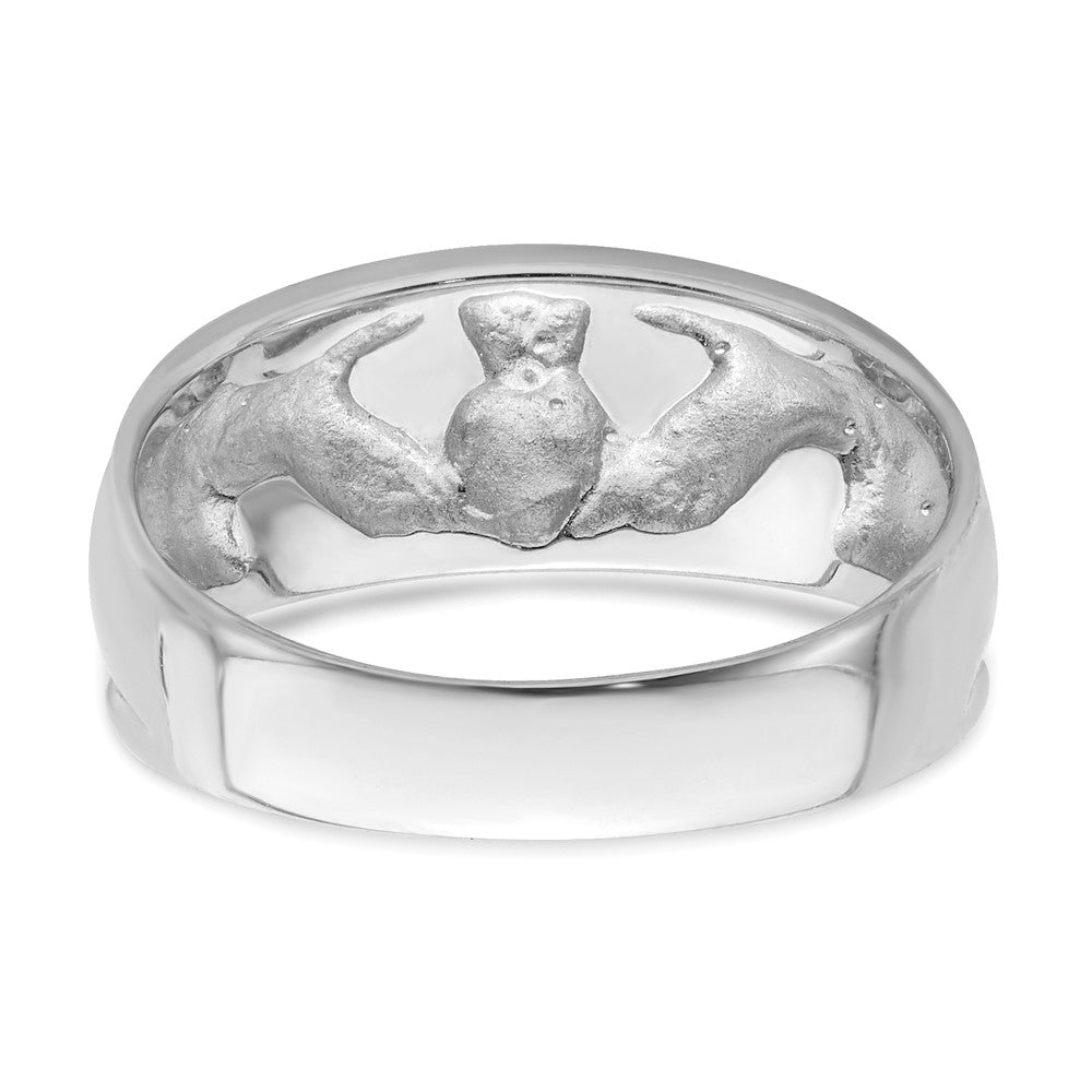 14k White Gold Ladies Claddagh Band Size 6