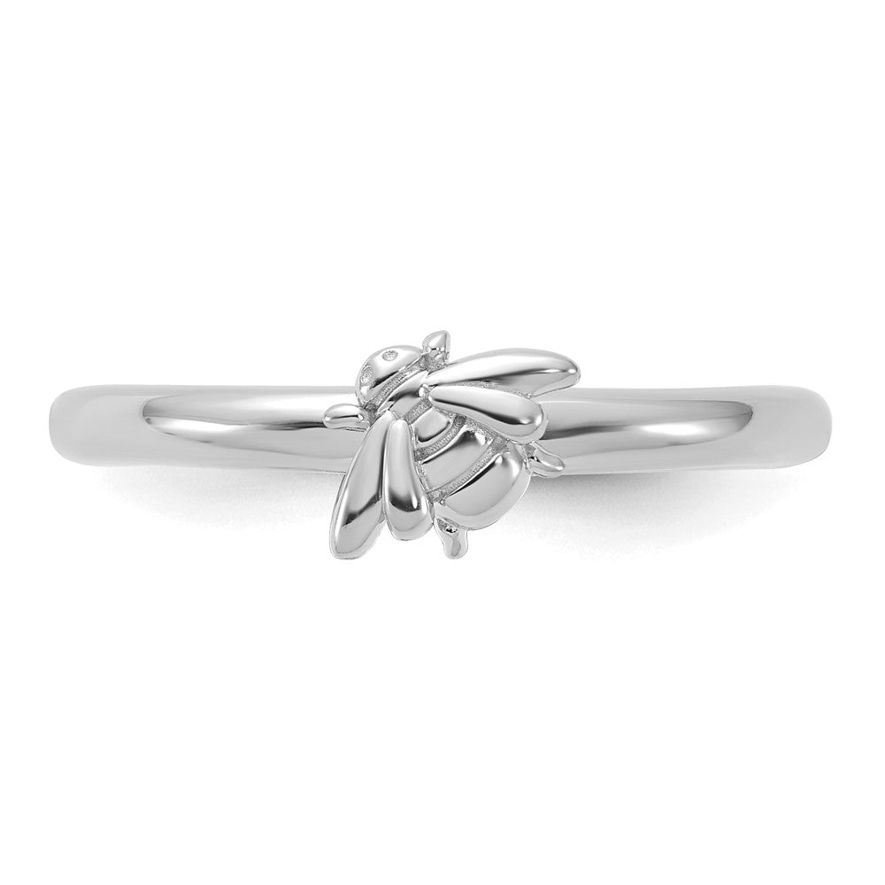 Sterling Silver Stackable Expressions Rhodium-plated Bee Ring Size -9
