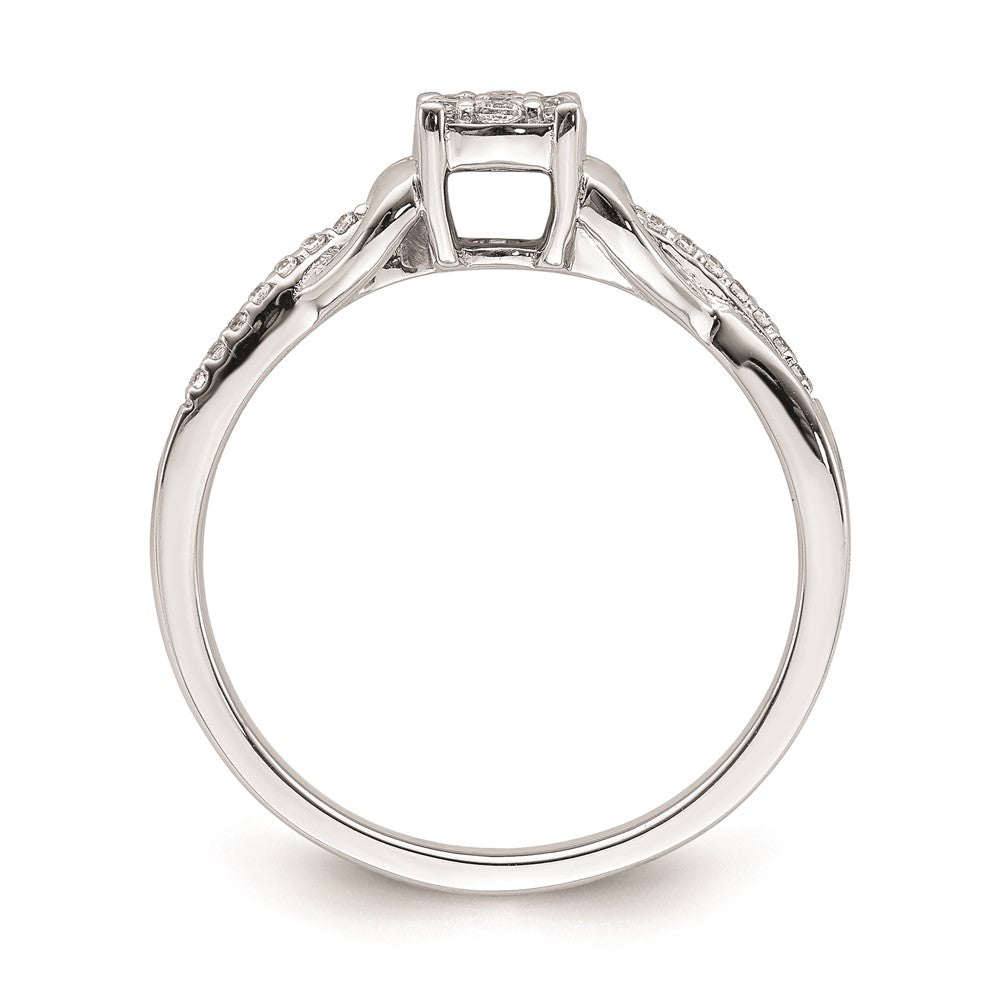 10k White Gold Cluster with 2 Hearts 1/6 carat Diamond Complete Engagement Ring
