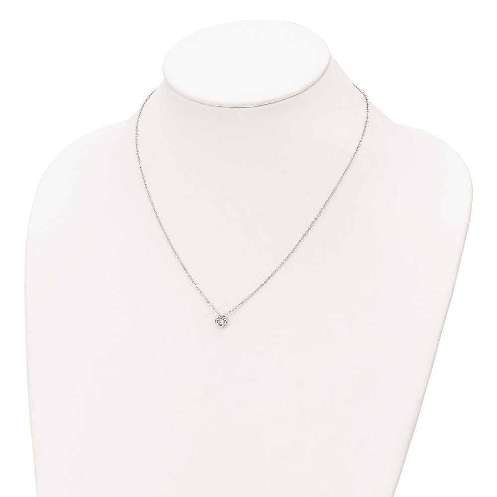 Sterling Silver Rhodium-plated Polished CZ Flower Necklace 18 Inches