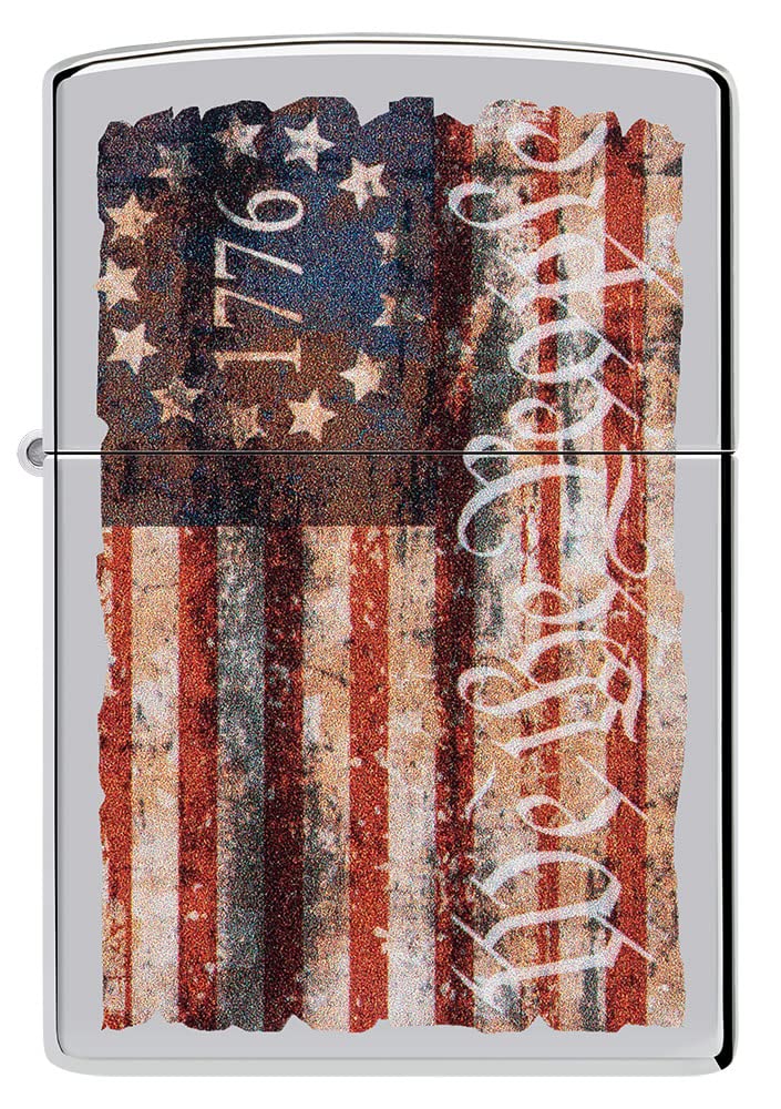 Zippo Americana Flag Design High Polish Chrome Pocket Lighter