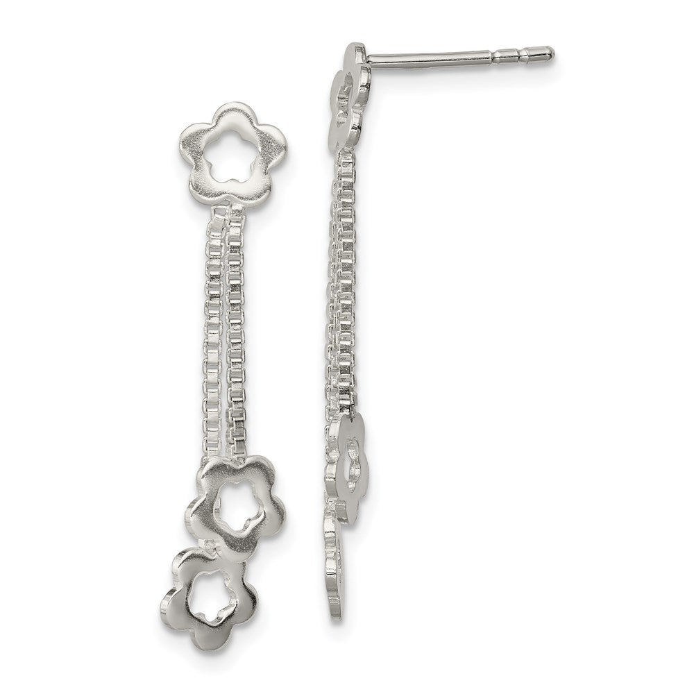 Sterling Silver Rhodium-plated CZ In/Out Hinged Hoop Earrings